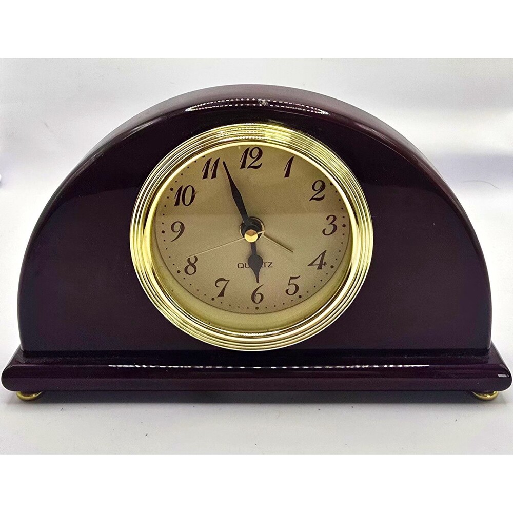 Vintage JCPenney Accents Mantel Clock Wood Arch Piano Finish Quartz Desk Table
